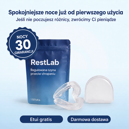 Pozbądź się chrapania już od pierwszej nocy – RestLab (+ HIGIENICZNE ETUI OCHRONNE GRATIS)