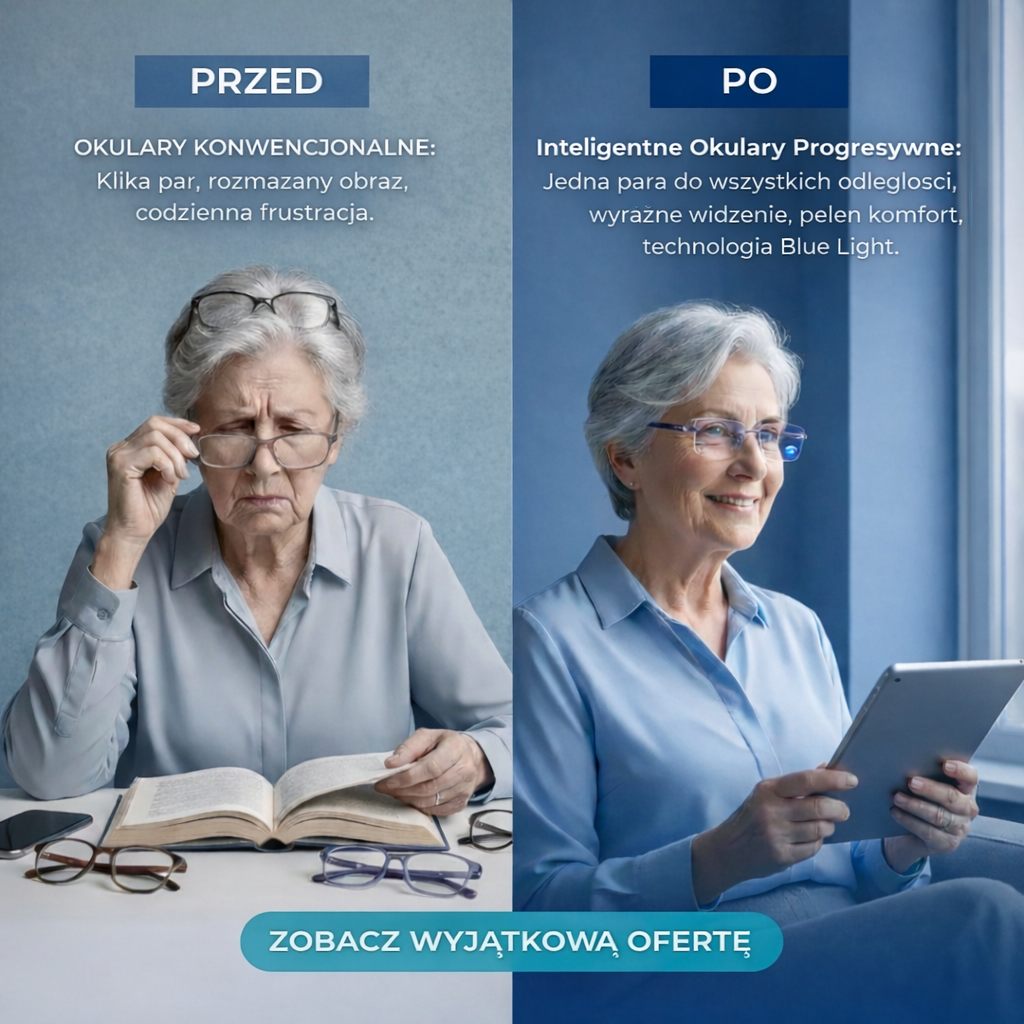 TYLKO DZIŚ 1+1 GRATIS! Ray™ – Wyraźne widzenie z bliska i z daleka bez zawrotów głowy i bez ciągłej zmiany okularów